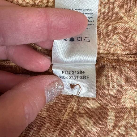 Faherty Tan Floral Faux Wrap Ashley 100% Linen Dress - XS - Picture 9 of 10